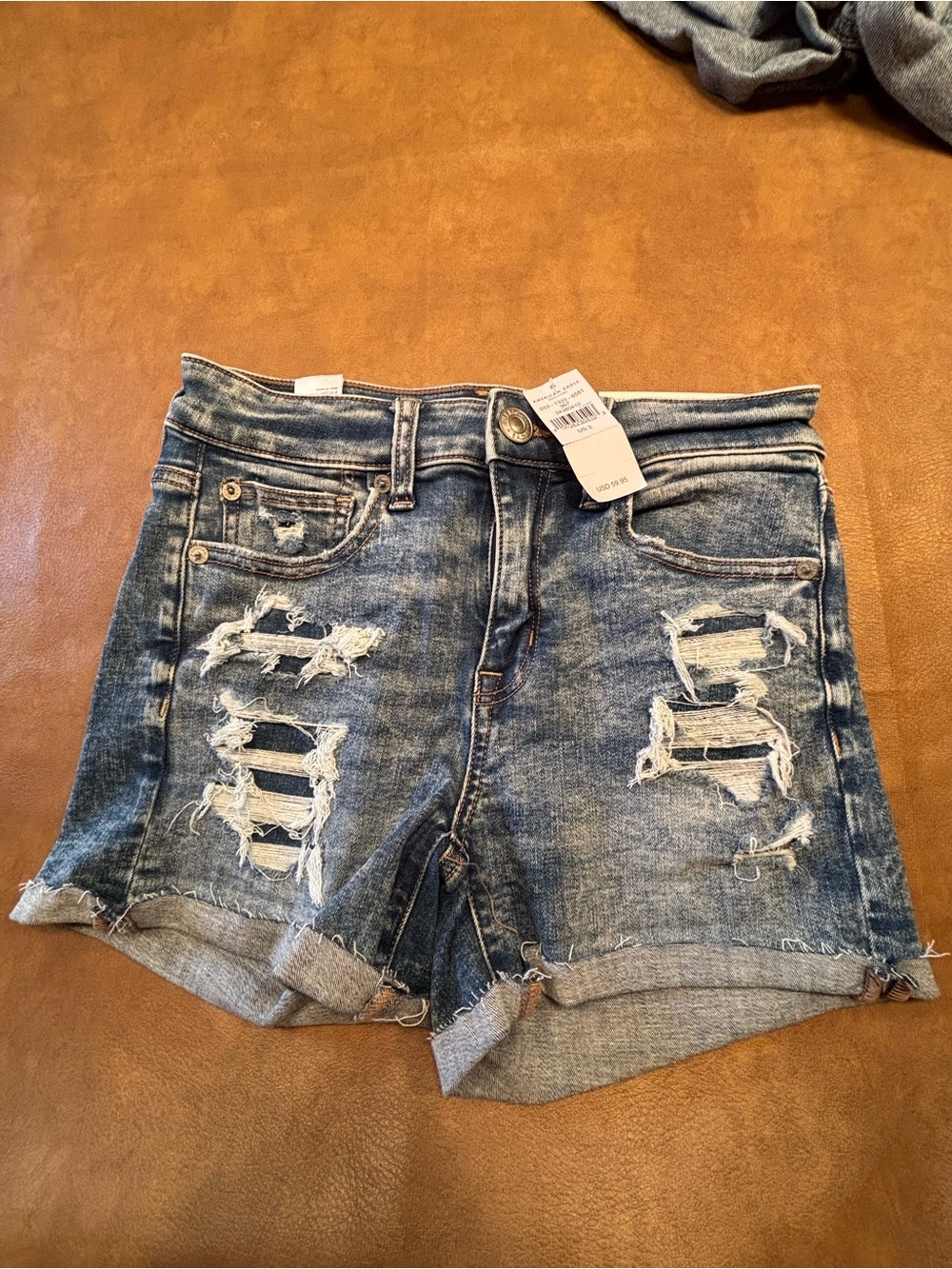 Distressed Denim Women’s Shorts - Blue